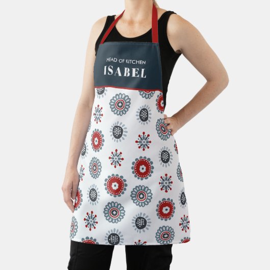 Nordic Folk Art Red Blue Blumen Weihnachten Schürze (InSitu)