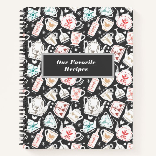 Nordic Folk Art Tableware Personalisiert Rezept Notizblock (Vorderseite)