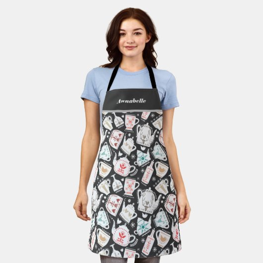 Nordic Folk Art Tableware Personalisiert Schürze (Getragen)