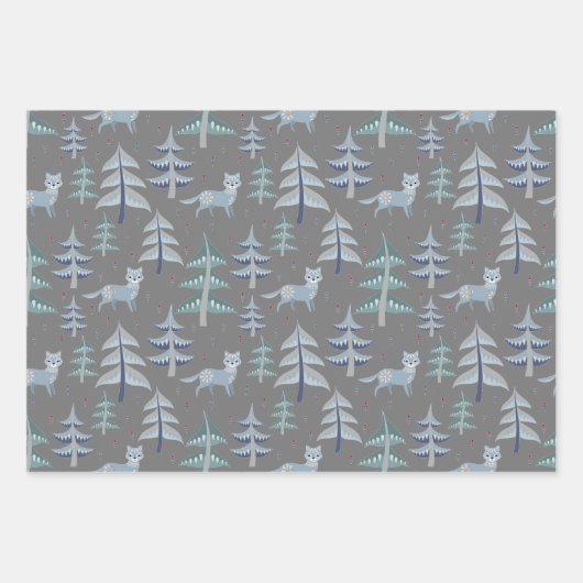 Nordic Folk Art Winterlandschaft Geschenkpapier Set (Vorderseite 2)