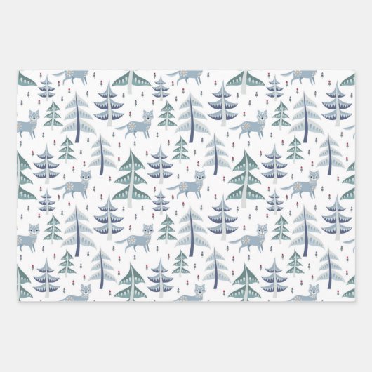 Nordic Folk Art Winterlandschaft Geschenkpapier Set (Vorderseite)