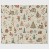Nordic Folk Christmas Village Seamless Pattern Geschenkpapier (Flach)