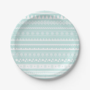Nordic Folk Print Holiday Paper Plate Pappteller