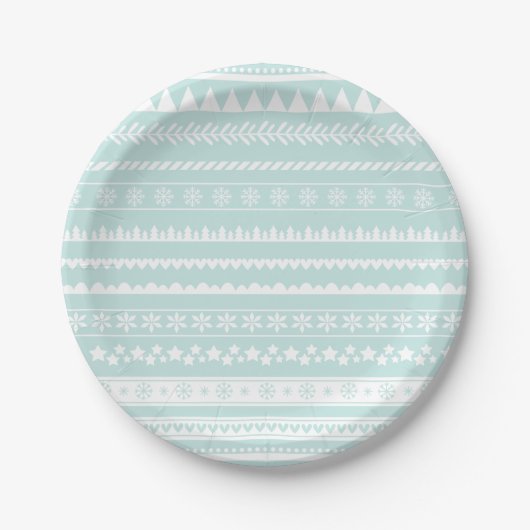 Nordic Folk Print Holiday Paper Plate Pappteller (Vorderseite)
