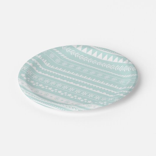 Nordic Folk Print Holiday Paper Plate Pappteller (Schrägansicht)