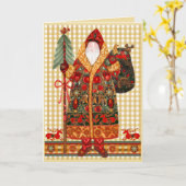Nordic Folk Santa Card Karte (Gelbe Blume)