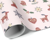 Nordic Folk Weihnachtswrapping Paper Geschenkpapier (Rolleneckpunkt)