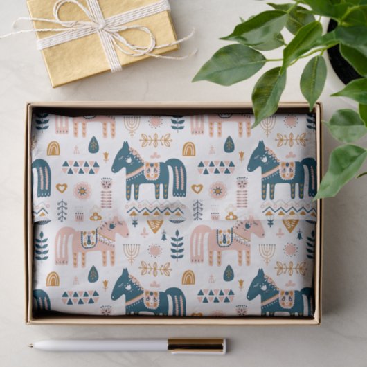 Nordic Folkart Horse Seidenpapier (Geschenk)