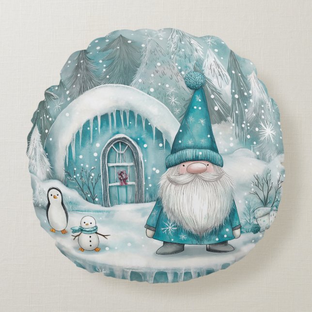 Nordic folklore Christmas Gnome Santa Classic Rundes Kissen (Vorderseite)