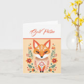 Nordic Fox Orange Yellow Blue Påske Karte (Gelbe Blume)