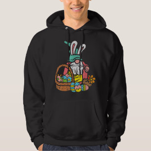 Nordic Garden Gnome Bunny Easter Eggs Basket Hoodie