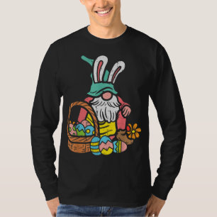 Nordic Garden Gnome Bunny Easter Eggs Basket T-Shirt