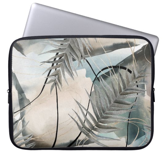 Nordic Geometric Floral Marble Laptopschutzhülle (Vorderseite)
