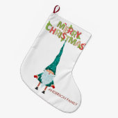 Nordic Gnome Frohe Weihnachten Großer Weihnachtsstrumpf (Vorderansicht (hängend))