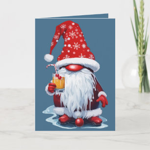 Nordic Gnome hält einen Candy Cane Cocktail Feiertagskarte