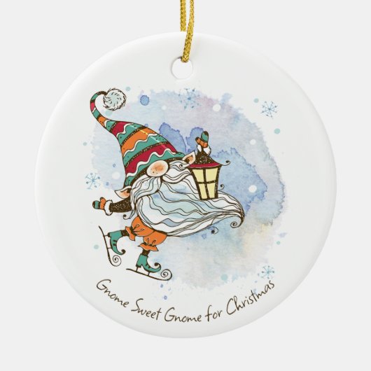 Nordic Gnome Personalisierte Weihnachten Keramik Ornament (Vorne)