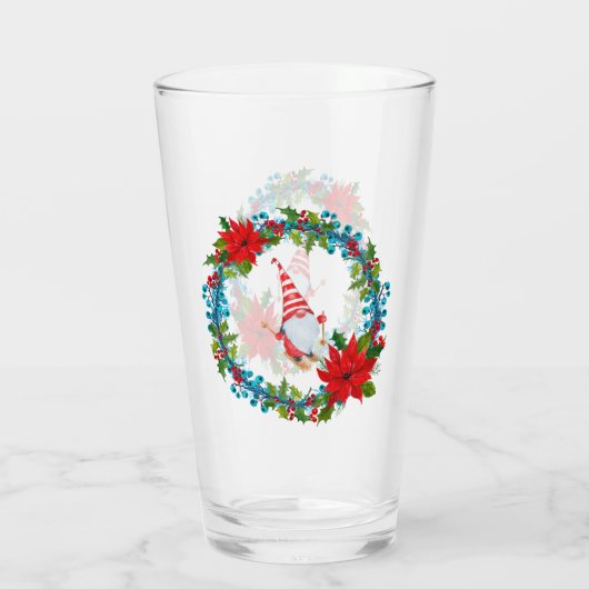 Nordic Gnome Skier Innerhalb eines Weihnachtskranz Glas (Rückseite)