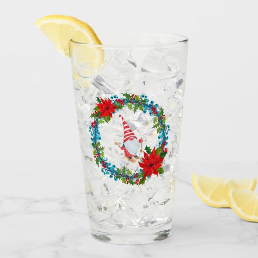 Nordic Gnome Skier Innerhalb eines Weihnachtskranz Glas (Vorderseite Ice)