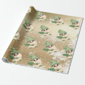 Nordic Gnome Snowflakes Gold Holiday Geschenkpapier (Ungerollt)