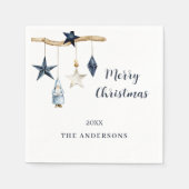 Nordic gnome stars white blue Christmas Party Serviette (Vorderseite)