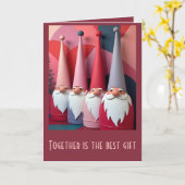 Nordic Gnomes Retro Modern Christmas Kitsch Karte (Gelbe Blume)