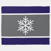 Nordic Grau Navy Blue Stripes White Snowflake Fleecedecke (Vorderseite (Horizontal))
