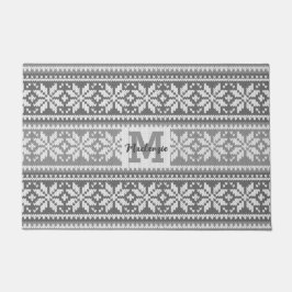 Nordic Gray Snowflake Sweater Pattern Personalisie Fußmatte