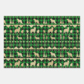 Nordic Green Buffalo Kariert Gold Winter Animals Geschenkpapier Set (Vorderseite)