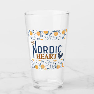 Nordic Heart Blue und Gelb Pint Glass Glas