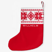 Nordic Inspiriert Snowflake Muster Red White Kleiner Weihnachtsstrumpf (Rückseite)