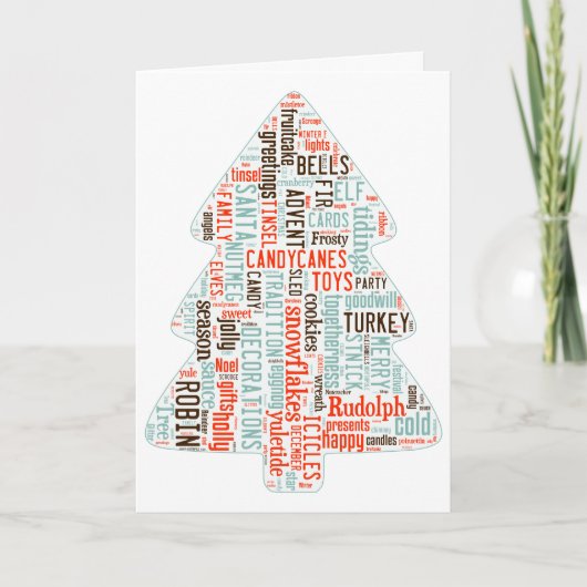 Nordic-inspirierte moderne Weihnachtsbaumkarte Feiertagskarte (Vorderseite)