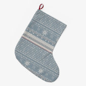Nordic Knit Pet Stocking with Snowflakes & Paws Großer Weihnachtsstrumpf (Vorderansicht (hängend))