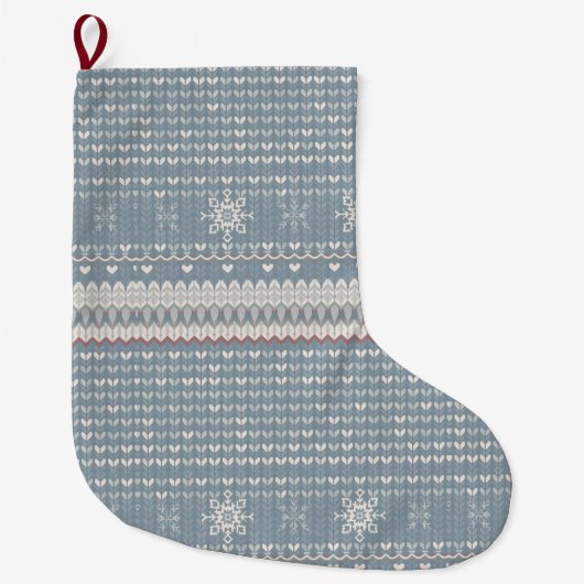 Nordic Knit Pet Stocking with Snowflakes & Paws Großer Weihnachtsstrumpf (Vorderseite)