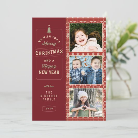 Nordic Knittern Pattern Holiday Karte (Stehend Vorderseite)