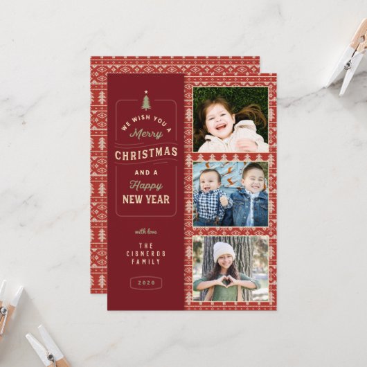 Nordic Knittern Pattern Holiday Karte (Vorderseite/Rückseite Beispiel)