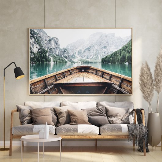 Nordic Lake Mountain Boat Nature Poster