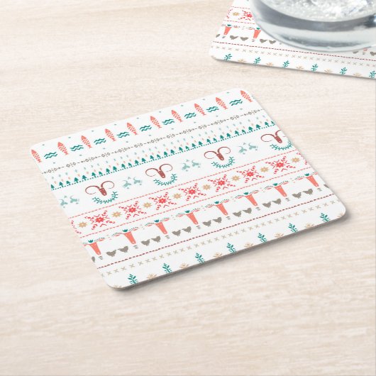 Nordic Light Winter Pattern Rechteckiger Pappuntersetzer (angewinkelt)