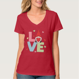Nordic Love Gnome: Whimsical Pastel Heart  T-Shirt