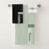Nordic Modern Kale Green Detail Mit Monogramm Badhandtuch Set (Insitu)