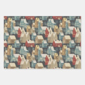 Nordic Modern Winter Town Cosy Houses Pattern Blue Geschenkpapier Set (Vorderseite 2)