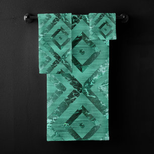 Nordic Molten Jade Abstrakt geometrisch grün Badhandtuch Set