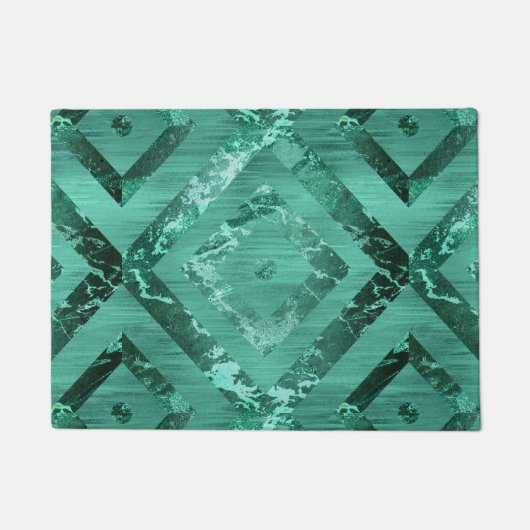 Nordic Molten Jade | Abstrakt geometrisch grün Fußmatte (Vorderseite)