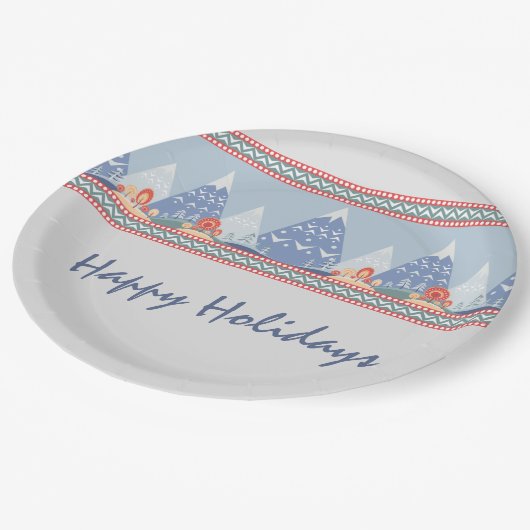 Nordic Mountain Scene Individuell gestaltbarer Url Pappteller (Schrägansicht)