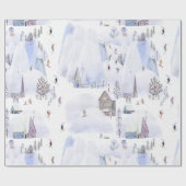 Nordic Mountain Snowy Skiort Geschenkpapier (Flach)