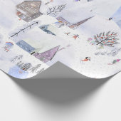 Nordic Mountain Snowy Skiort Geschenkpapier (Ecke)