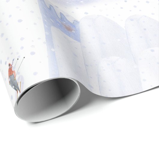 Nordic Mountain Snowy Skiort Geschenkpapier (Rolleneckpunkt)