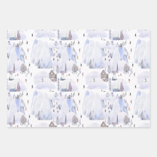 Nordic Mountain Snowy Skiort Geschenkpapier Set (Vorderseite 3)