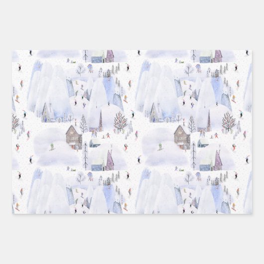 Nordic Mountain Snowy Skiort Geschenkpapier Set (Vorderseite 2)