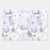 Nordic Mountain Snowy Skiort Geschenkpapier Set (Vorderseite)