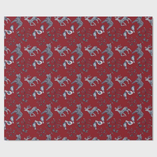 Nordic Muster Weihnachtswrapping Paper Geschenkpapier (Flach)